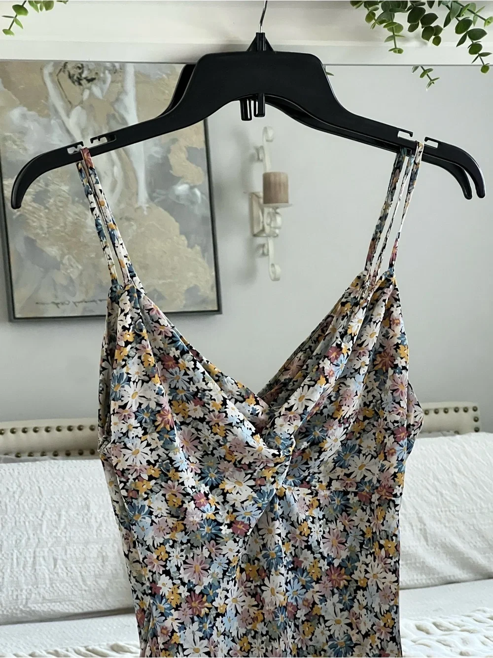 Abercrombie & Fitch Black Floral Slip Dress with Yellow and Pink Accents